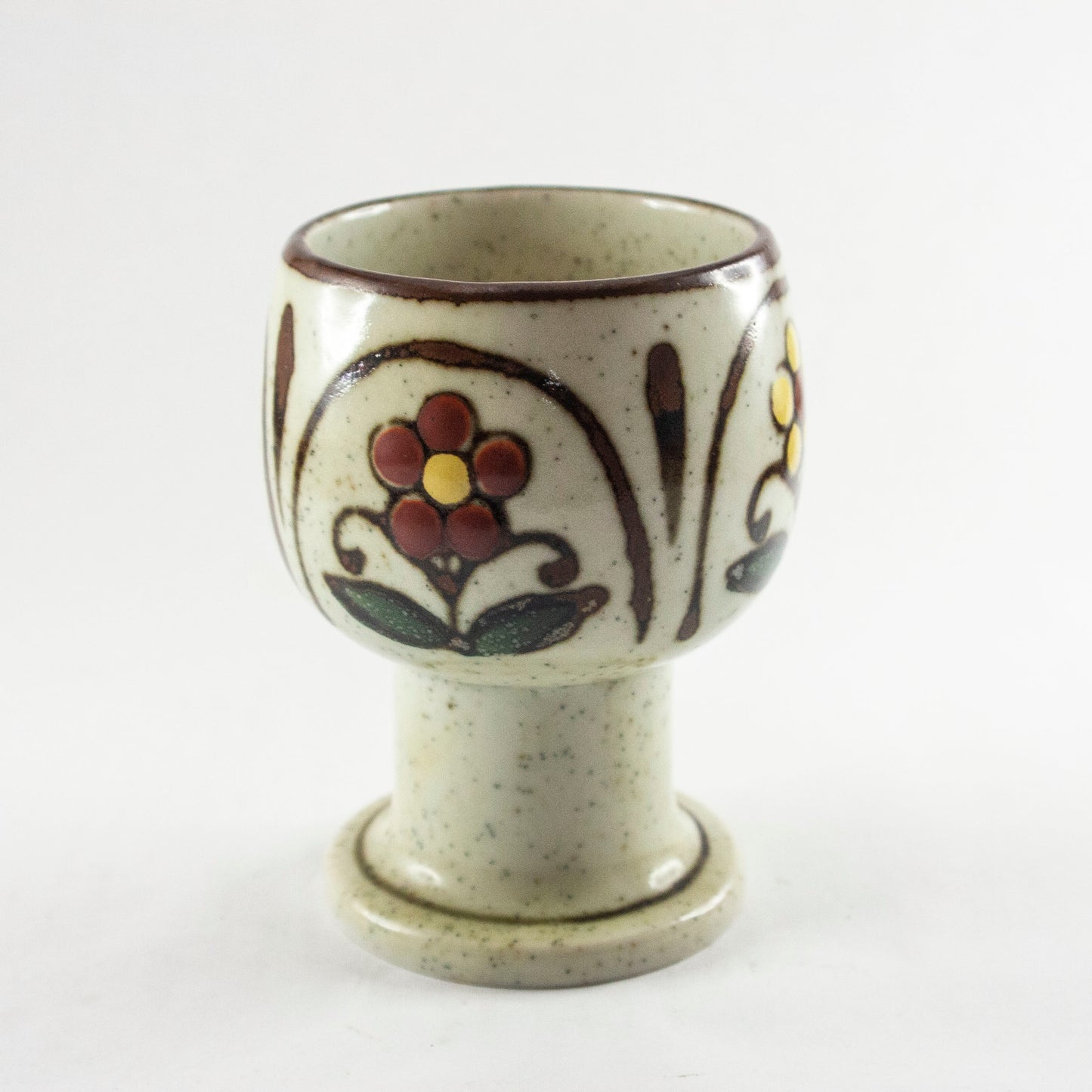 Stoneware Floral Goblet