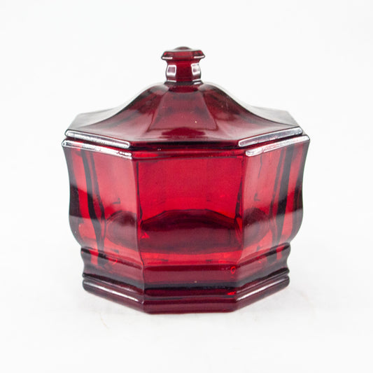 Octagonal Red Lidded Candy Dish