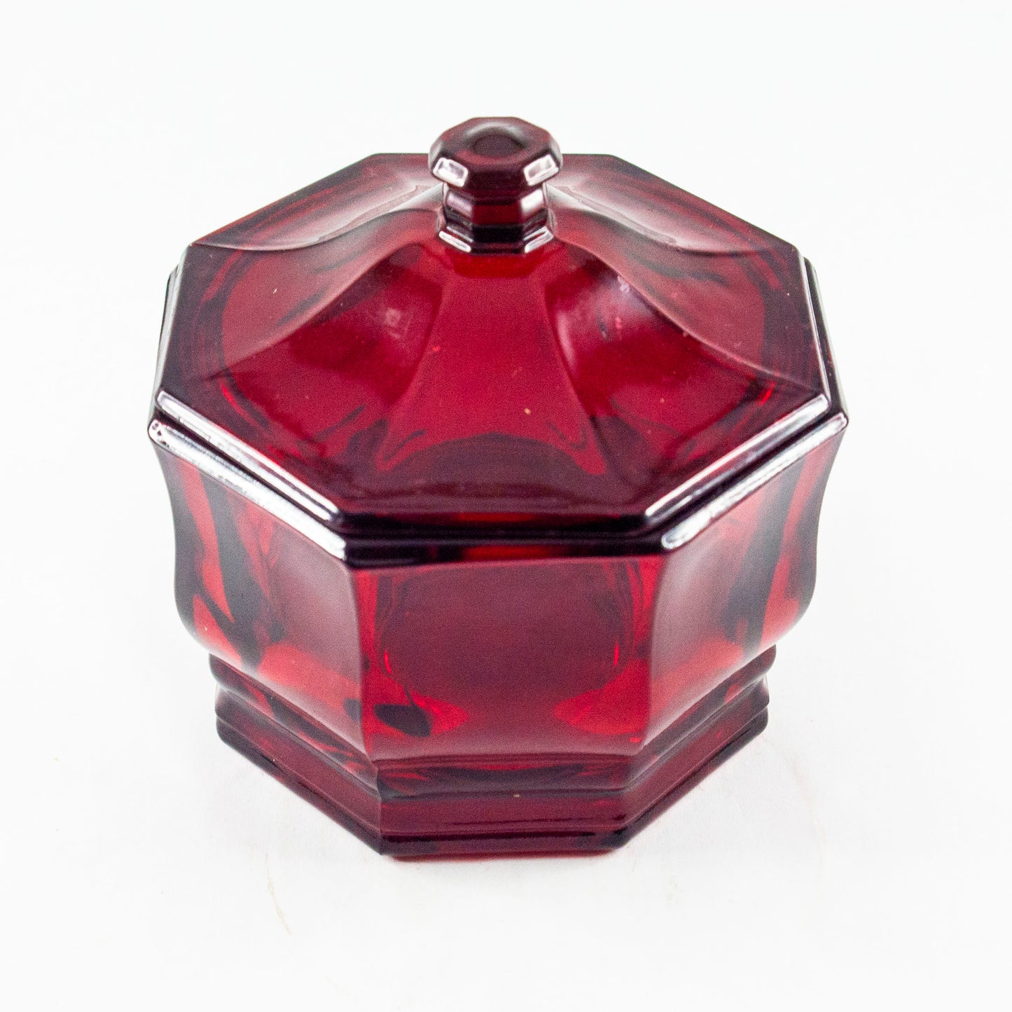 Octagonal Red Lidded Candy Dish