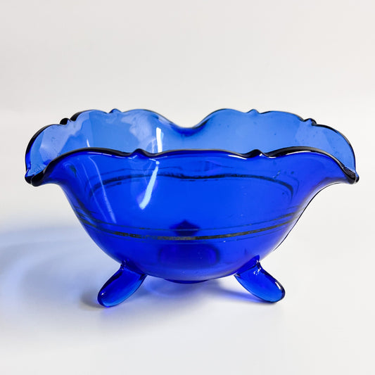 Vintage Blue Footed Dish