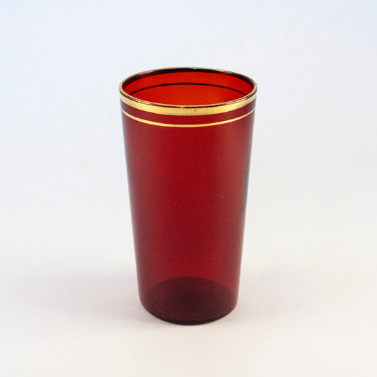 Modern Red Glass with Gold Rim